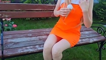 Public Play With Vibrator And Ice Cream-Themed Sex Toy