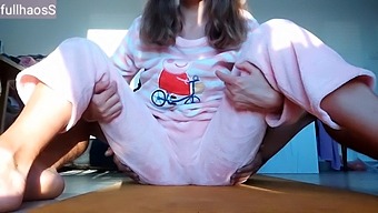 I Playfully Tease My Slender Stepsister'S Small Breasts And Moistened Vagina While She'S Wearing Her Nightgown