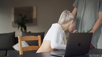 Eva Elfie Experiences A Cumshot Surprise During A Zoom Lesson