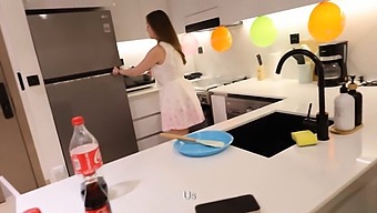 Beautiful Milf Seduces Her Friend’s Son And Satisfies Her Desires In The Kitchen.